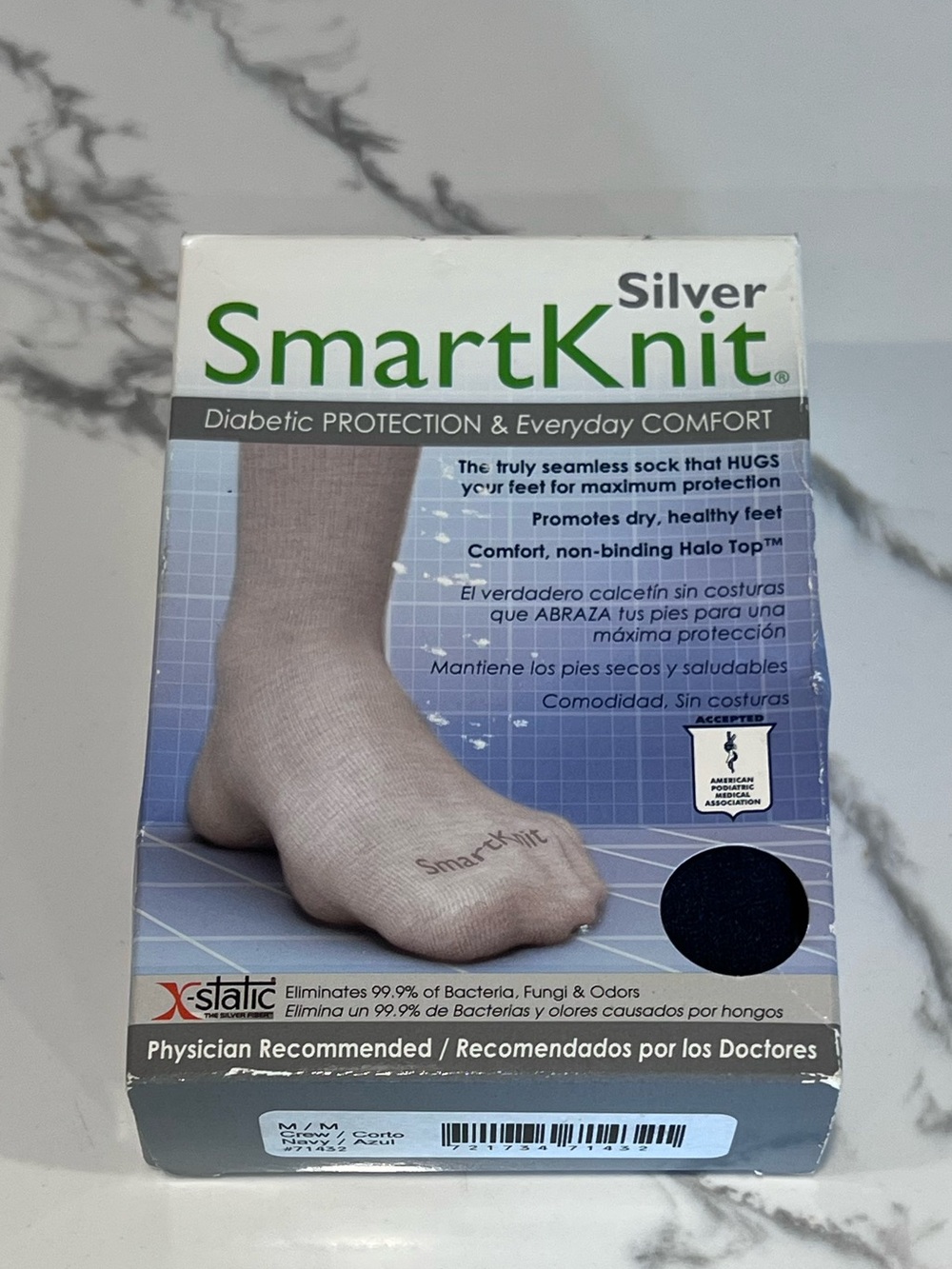 SmartKnit Seamless Mini-Crew Socks Blue Size Medium 72142
